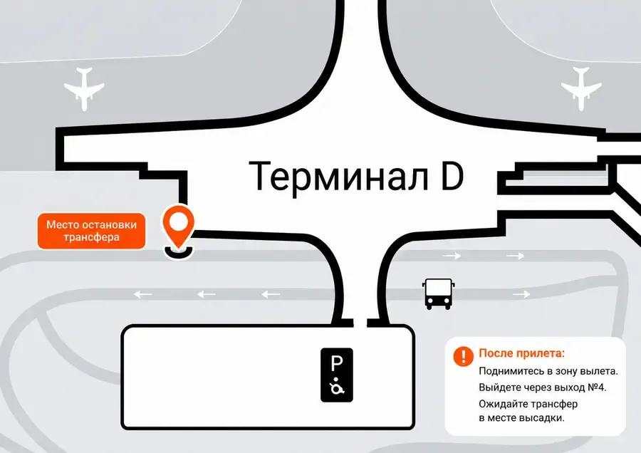 Схема места остановки трансфера у терминала D